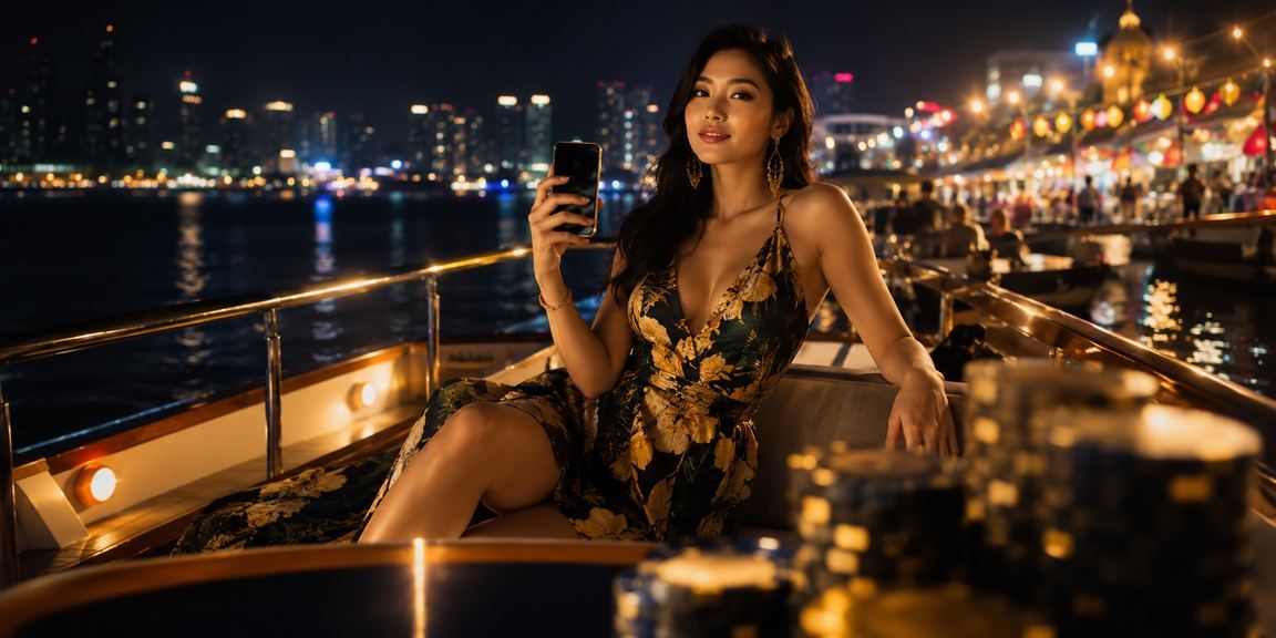 Người dùng tại chợ đêm Vũng Tàu sử dụng điện thoại để truy cập casino trực tuyến ph88